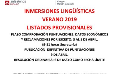 Listados provisionales inmersiones lingüísticas 2019