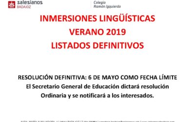 Listados definitivos inmersiones lingüísticas 2019