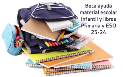 Beca ayuda material escolar Infantil y libros Primaria y ESO 23-24
