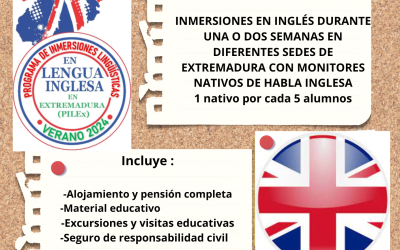 Inmersiones Lingüísticas en Inglés. Verano 2024. Junta de Extremadura
